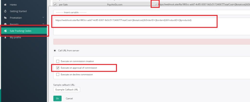 Call URL from server