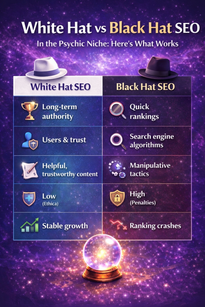 White Hat vs Black Hat SEO Comparison Board